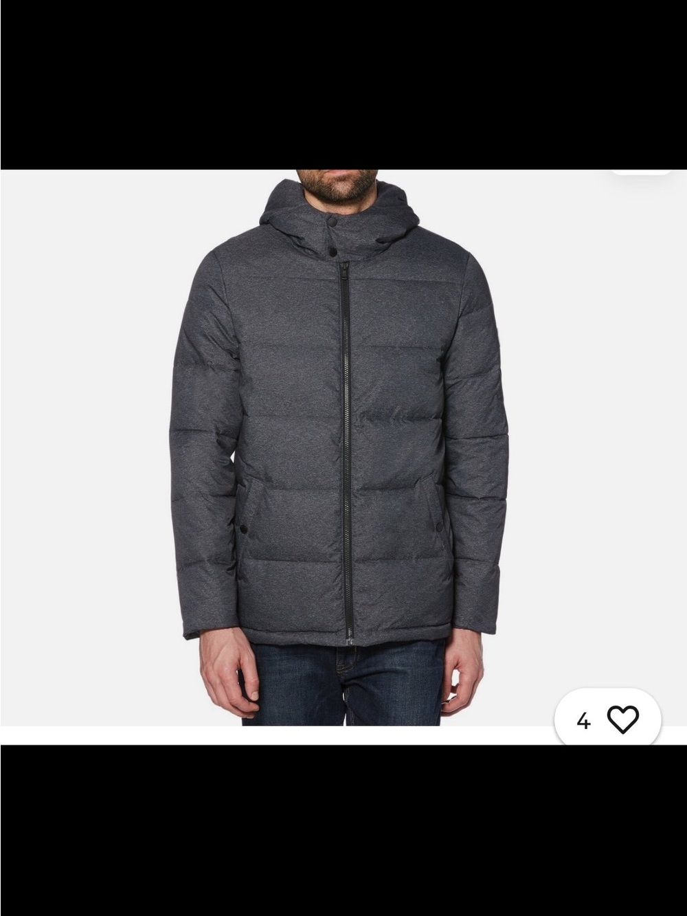 Original Penguin Men's Dark Gray Hooded Quilted Puffer Jacket